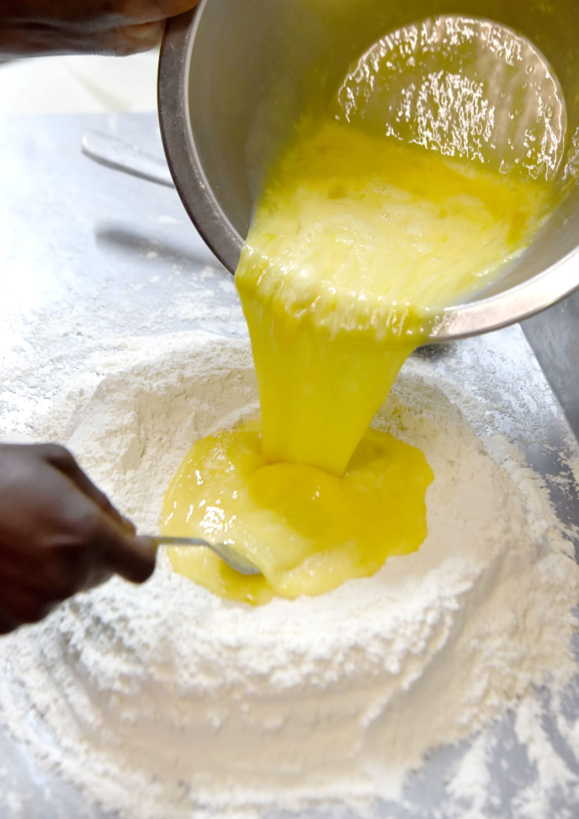 Eggs in flour well